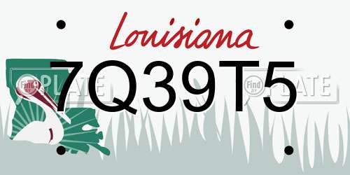 7Q39T5 Louisiana License Plate