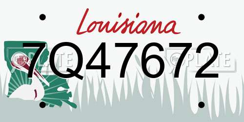 7Q47672 Louisiana License Plate