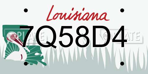 7Q58D4 Louisiana License Plate