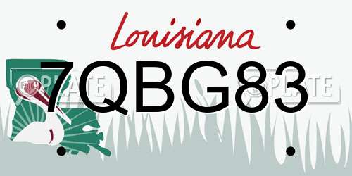 7QBG83 Louisiana License Plate