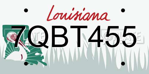 7QBT455 Louisiana License Plate