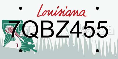 7QBZ455 Louisiana License Plate
