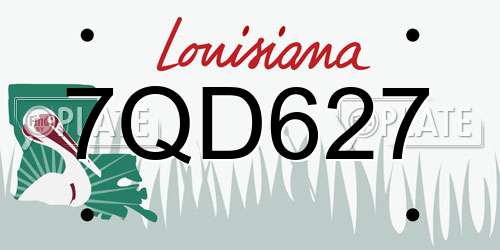 7QD627 Louisiana License Plate