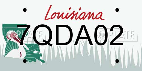7QDA02 Louisiana License Plate