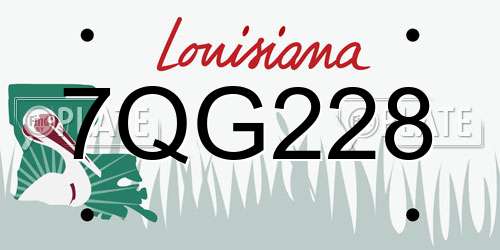 7QG228 Louisiana License Plate