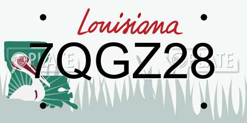 7QGZ28 Louisiana License Plate