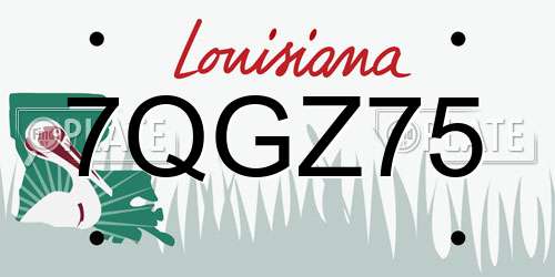 7QGZ75 Louisiana License Plate