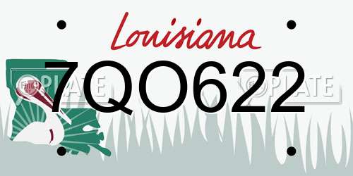 7QO622 Louisiana License Plate