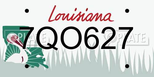 7QO627 Louisiana License Plate