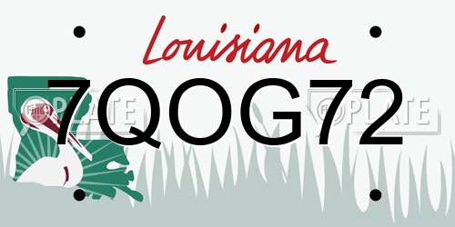 7QOG72 Louisiana License Plate
