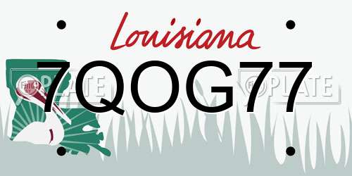7QOG77 Louisiana License Plate