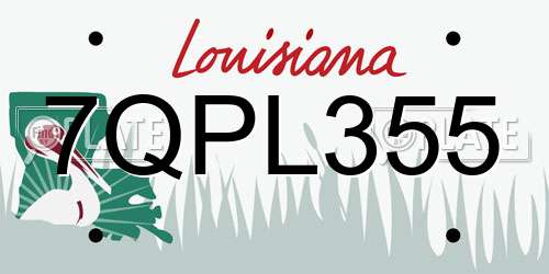 7QPL355 Louisiana License Plate