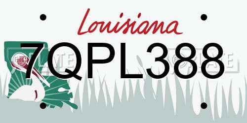 7QPL388 Louisiana License Plate