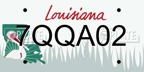 7QQA02 Louisiana License Plate