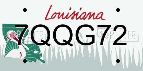 7QQG72 Louisiana License Plate