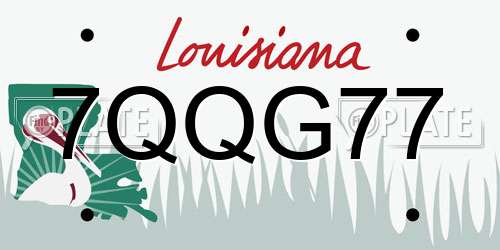 7QQG77 Louisiana License Plate