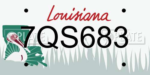 7QS683 Louisiana License Plate