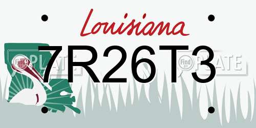 7R26T3 Louisiana License Plate