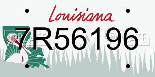 7R56196 Louisiana License Plate