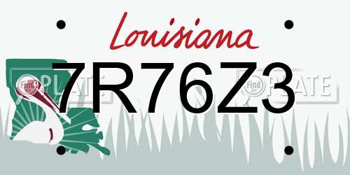 7R76Z3 Louisiana License Plate