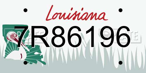 7R86196 Louisiana License Plate