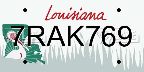 7RAK769 Louisiana License Plate