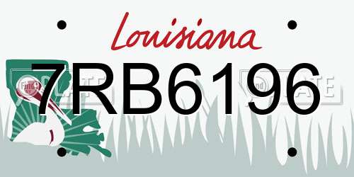 7RB6196 Louisiana License Plate