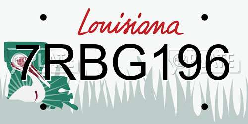 7RBG196 Louisiana License Plate