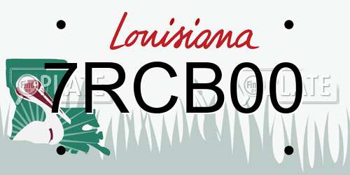 7RCB00 Louisiana License Plate