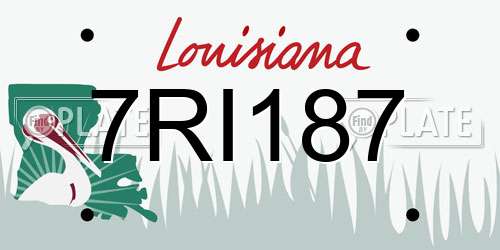 7RI187 Louisiana License Plate