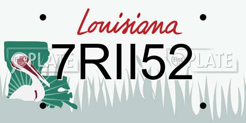 7RII52 Louisiana License Plate