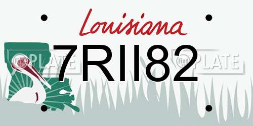 7RII82 Louisiana License Plate