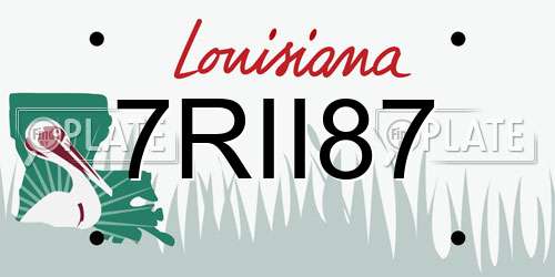 7RII87 Louisiana License Plate