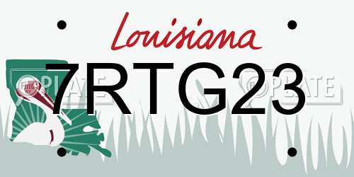 7RTG23 Louisiana License Plate