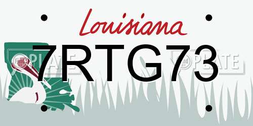 7RTG73 Louisiana License Plate