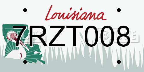 7RZT008 Louisiana License Plate