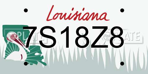 7S18Z8 Louisiana License Plate