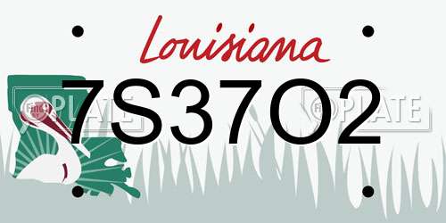 7S37O2 Louisiana License Plate