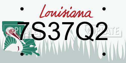7S37Q2 Louisiana License Plate