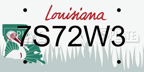 7S72W3 Louisiana License Plate