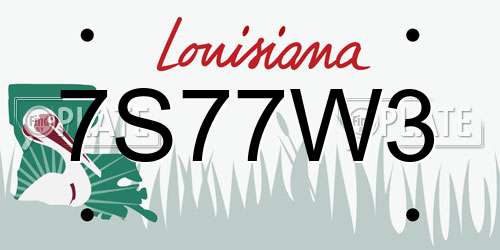 7S77W3 Louisiana License Plate