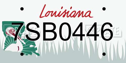 7SB0446 Louisiana License Plate