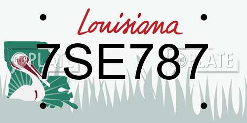 7SE787 Louisiana License Plate