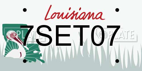 7SET07 Louisiana License Plate