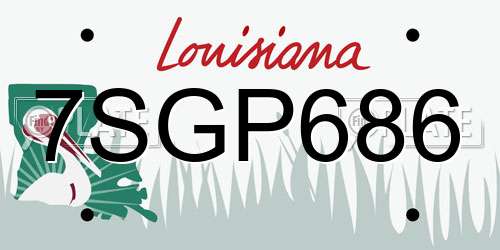 7SGP686 Louisiana License Plate