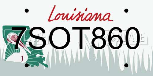 7SOT860 Louisiana License Plate