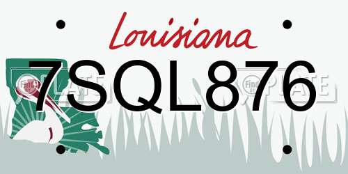 7SQL876 Louisiana License Plate
