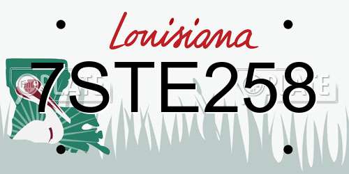 7STE258 Louisiana License Plate