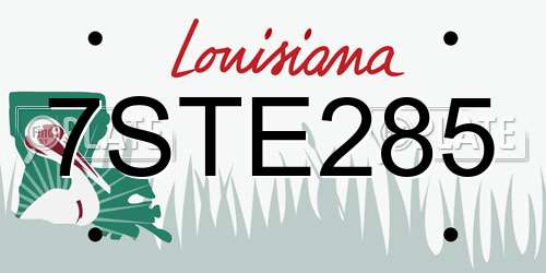 7STE285 Louisiana License Plate