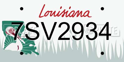 7SV2934 Louisiana License Plate